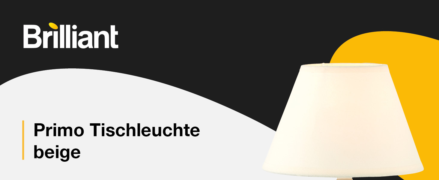 BRILLIANT Primo: Стильна настільна лампа з тканинним абажуром – для спальні, вітальні та приліжкові зони – E14, оранжевий/бежево-коричневий