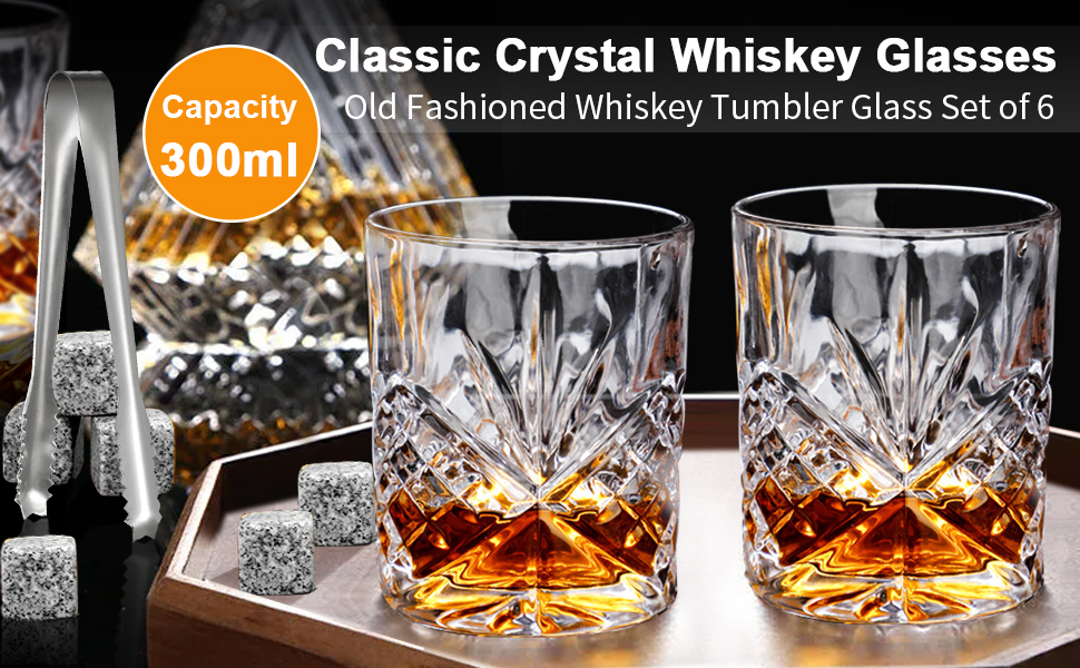 Набір склянок для віскі SuproBarware 6 шт. 30cl/300ml - класичні склянки Old Fashioned для бурбону, коктейлів. Подарунок для чоловіків, на День батька