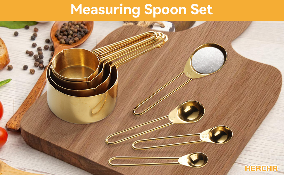 Мірний набір кухонних ложок та мірних стаканів з нержавіючої сталі, 4 шт. для сухих та рідких інгредієнтів, для випічки та приготування їжі