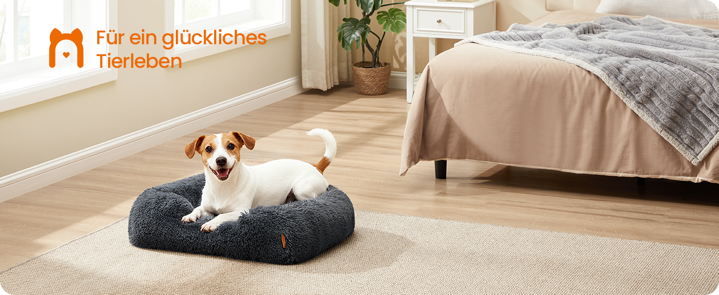 Ліжко для собак Feandrea, 71 x 55 x 18 см, м'яке лежання, корзина для собак, знятний чохол, антиковзаюча поверхня, Ombré сірий PGW271G01