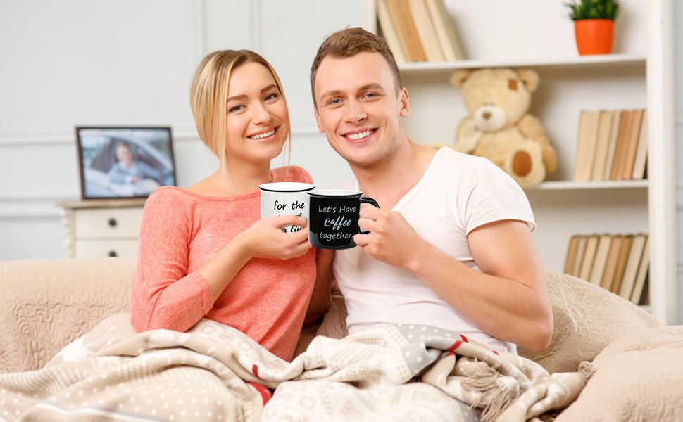 Керамічні мармурові чашки Exreizst Mr & Mrs 340 мл, подарунок на весілля та річницю для пари, овальні