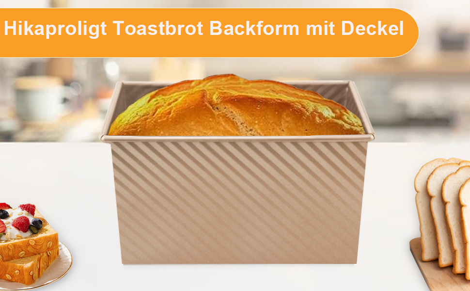 Форма для випічки хліба Toastbrot 450г, 2 шт. Антипригарна, вуглецева сталь, з кришкою, перфорована - для рівномірного випікання в духовці