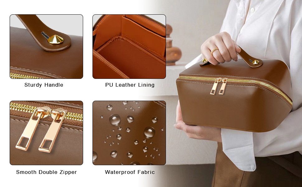 Косметичка для подорожей жіноча, велика, з PU шкіри, органайзер для макіяжу та косметики, beauty case для подорожей