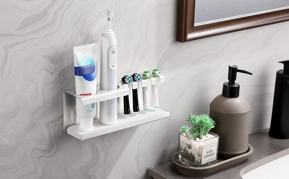 Електричний тримач для зубних щіток з нержавіючої сталі, без свердління, з силіконовою оболонкою, для ванної кімнати, сріблястого кольору