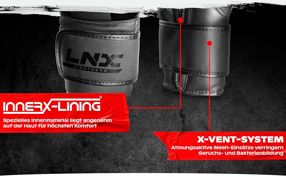 Боксерські рукавички LNX Performance Pro: для кікбоксингу, боксу, муай-тай, MMA (10, 12, 14, 16 Oz) - чорний колір