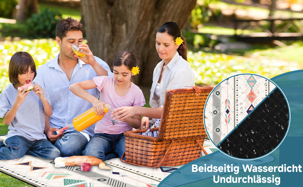 Плед для пікніка Hysagtek 200x200 см, водонепроникний, великий пляжний плед в стилі бохо для відпочинку на природі, кемпінгу, парку