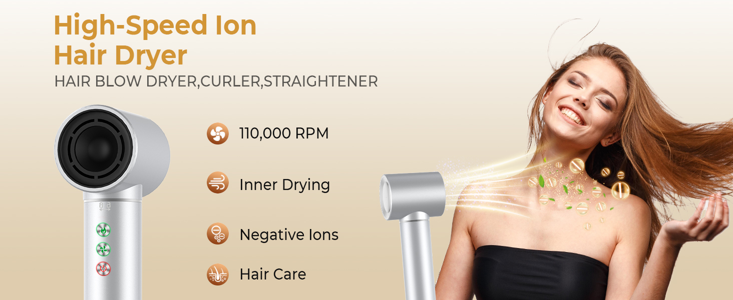 OKWRAP Airstyler Hair Styler Set 7 в 1: Фен, плойка, щітка для волосся, іонізація, 110000 об/хв, тиха робота