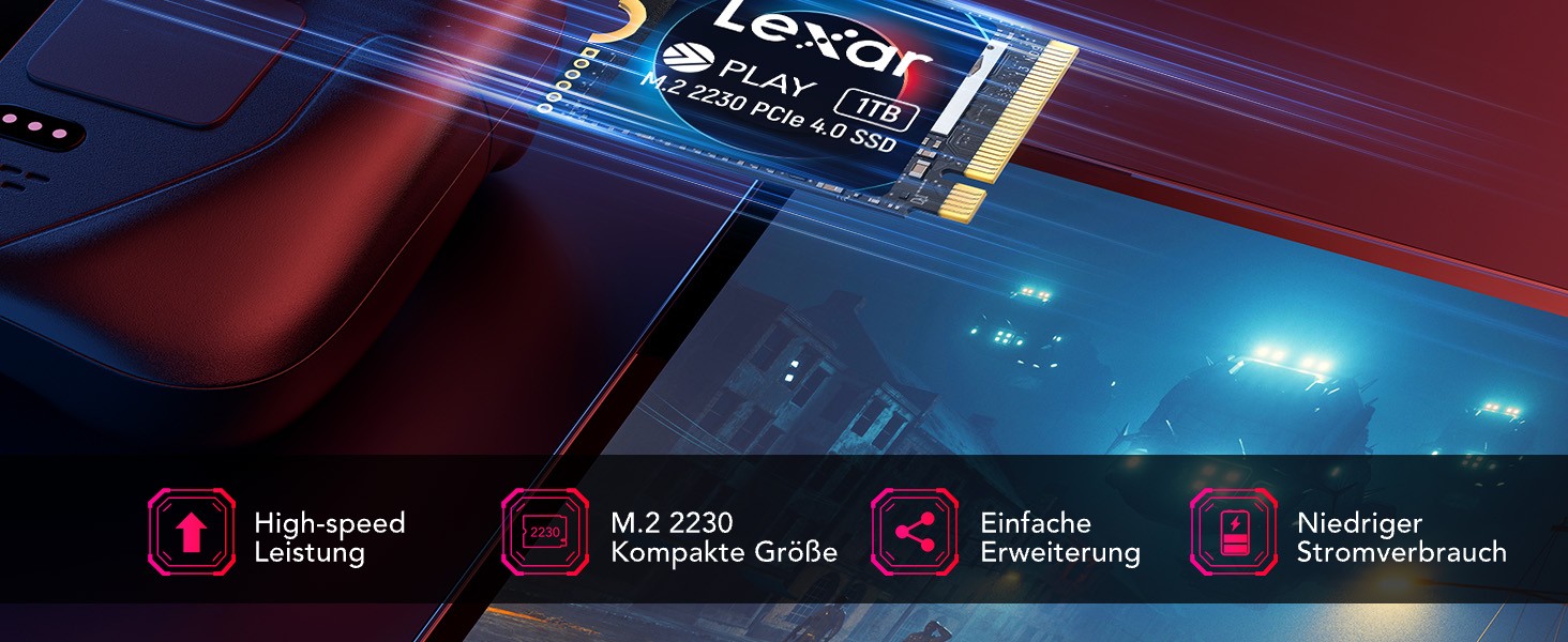 Lexar SSD 1TB M.2 2280 PCIe Gen3x4 NVMe - Внутрішній SSD накопичувач для ПК та геймерів