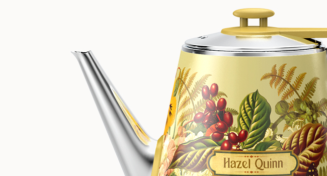 Hazel Quinn x Eduardo Recife Electric Kettle - 1 Liter, Retro Design, Stainless Steel, Fast Boiling, BPA-Free, Auto Shut-Off