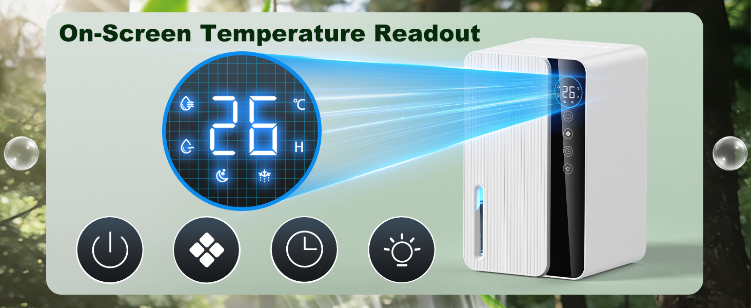 Електричний осушувач повітря 1800 мл, енергозберігаючий, для спальні та ванної кімнати, 22,5W, тихий режим, таймер, автовимкнення (550 мл/день)