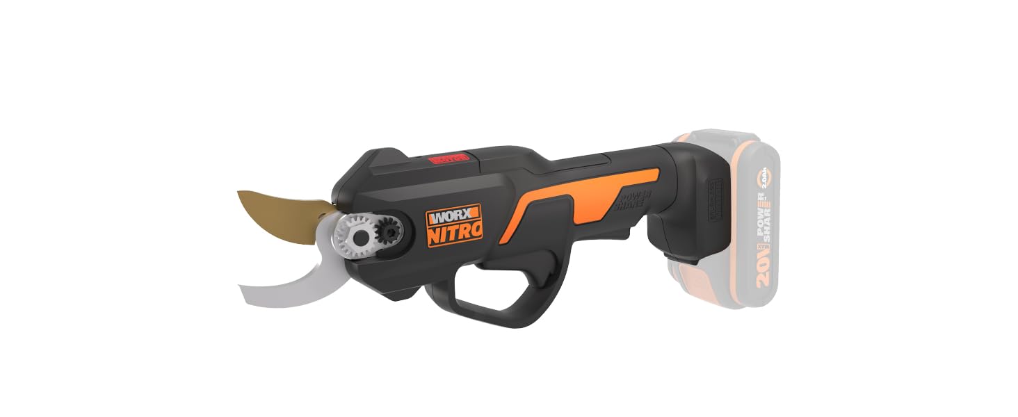 Електричний акумуляторний сучкоріз Worx NITRO WG330E.9 20В, безщітковий двигун, без акумулятора і зарядного, чорний/помаранчевий