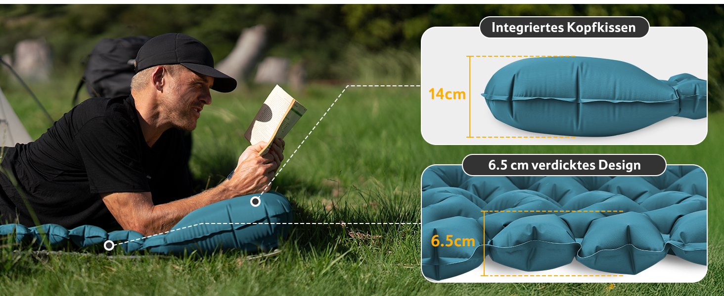 Килимок для кемпінгу Naturehike, ультралегкий надувний, з інтегрованою помпою, для велосипедних походів та наметів, односпальний (двоспальний)