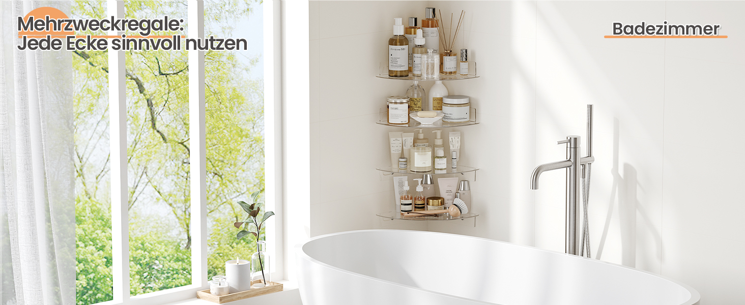 Настінні полиці Upsimples 4 шт. Білі, без свердління, 38 x 10 см, 2 способи кріплення, для ванної, спальні та кухні