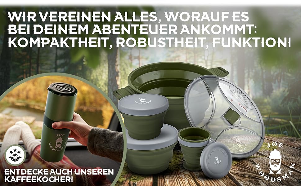 Набір посуду для кемпінгу Joe Woodsman: легкий, складаний, для туризму та подорожей
