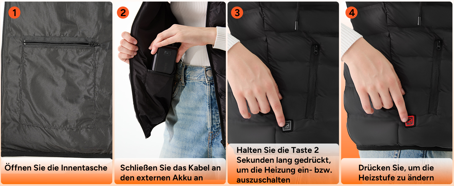 Обогрівальна жилетка Dr.Prepare для чоловіків та жінок, легка електрична жилетка з 3 рівнями нагріву, 10 зон нагріву, інтелектуальне керування кнопками, регульована жилетка для активного відпочинку, подорожей, спорту, чорна