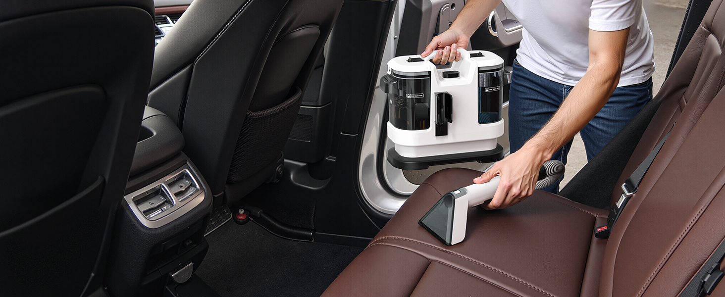 Водопилосос 450W для миття та чищення килимів, меблів та авто. Потужність 13500Pa, великий бак, довгий кабель. Білий.