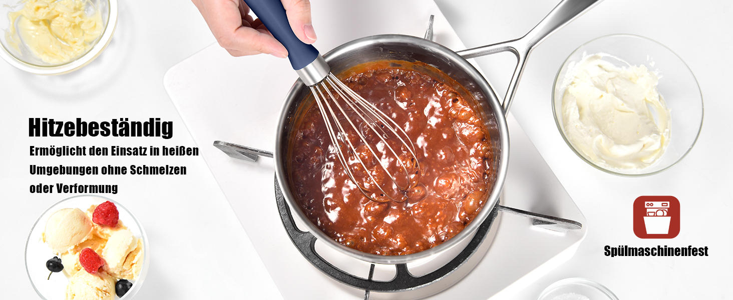 Ручний вінчик для кухні Doosu 28 см, з нержавіючої сталі 18/8, 8 гнучких дротів для збивання та перемішування (Midnigth Blue, S-23cm)