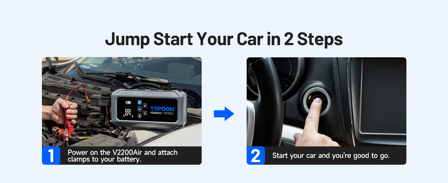 TOPDON V2200Air: Портативний стартер та компресор для авто (2200A, 150PSI)