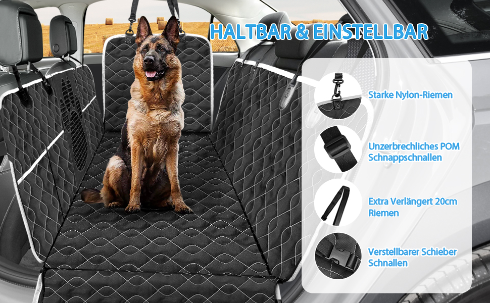 Водонепроникний килимок для собак у машину, 213x190 см, чорний. Захист від подряпин та ковзання, з віконцем для спостереження за твариною