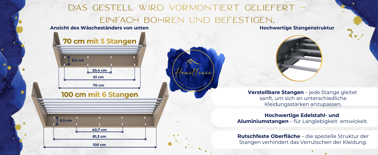 Настінна сушилка для білизни Homellence - розтяжна, 3,50 м, біла