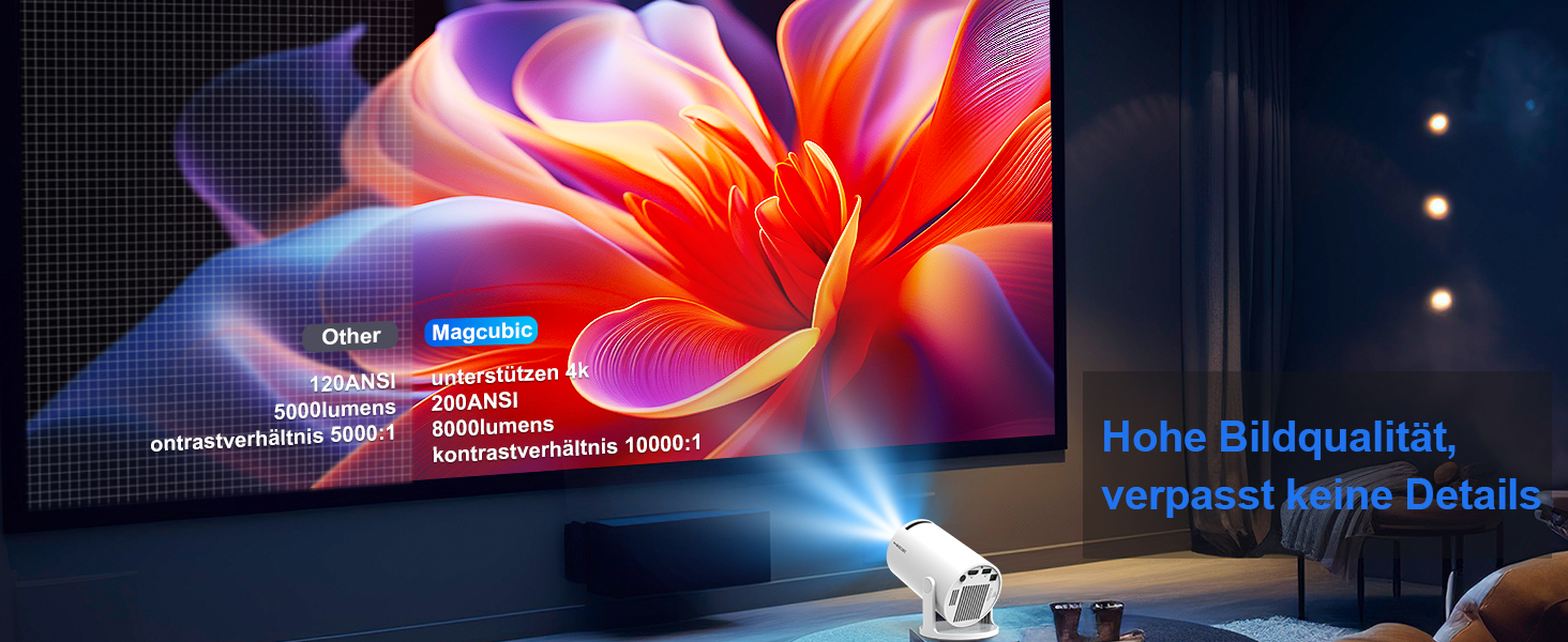 Mini проєктор Beamer 4K Android 11 Smart, електричний фокус, 5G WiFi 6, BT 5.0, Full HD 1080P, 260ANSI, автоматичне виправлення трапецеїдальних спотворень, 5W динамік