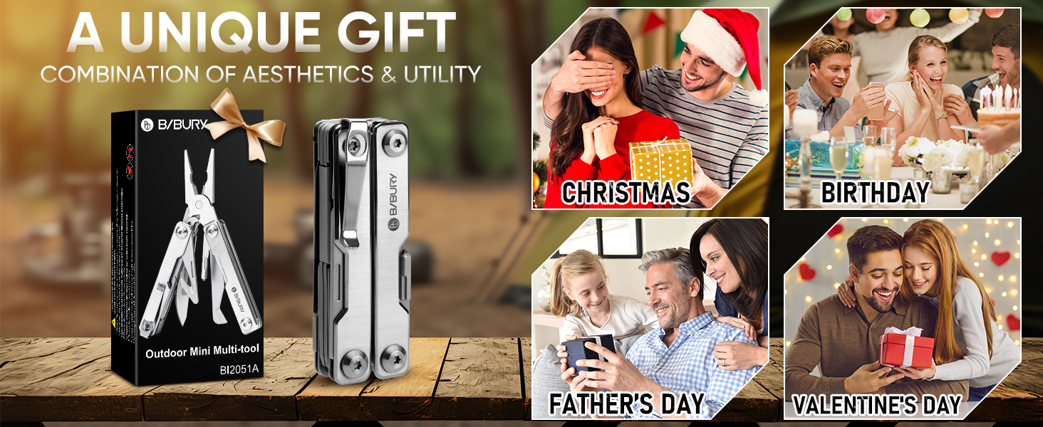 Мультитул BIBURY Mini 10-в-1: кусачки, пінцет, склобій, інструмент для кемпінгу та відпочинку на природі