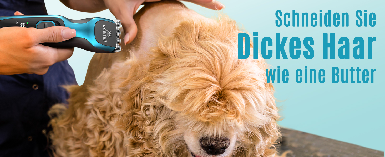 Машинка для стрижки собак та котів Oneisall 2-в-1, професійна, для довгошерстих та сплутаних порід, потужна, блакитна