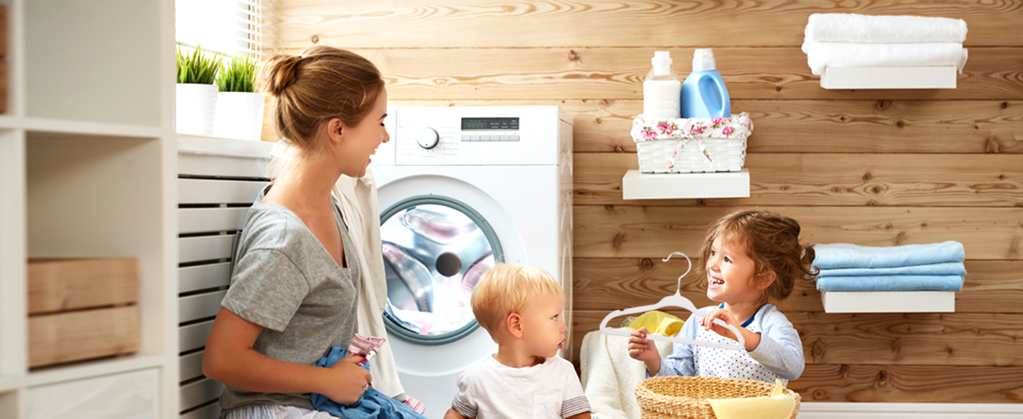 В'язки для дитячого одягу ManGotree з велюру, 30 шт., білі. Дитячі вішалки з обертовим гачком та вигнутим плечем для дитячого одягу