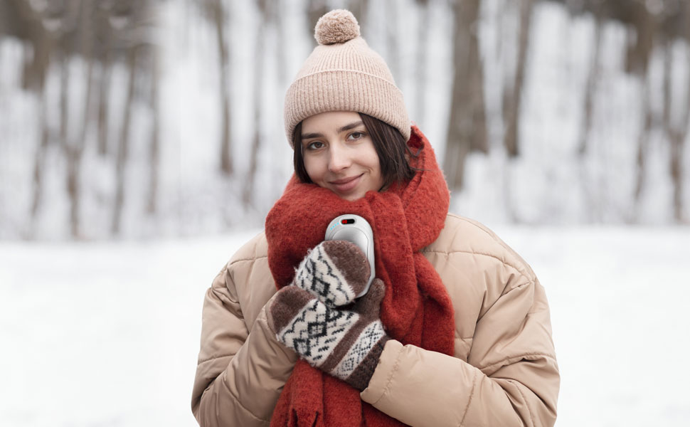 Електричні грілки для рук 2 шт. 10000 мАг з цифровим дисплеєм, USB-зарядка, Powerbank, подарунок на зиму для жінок та дітей (чорний/сріблястий)