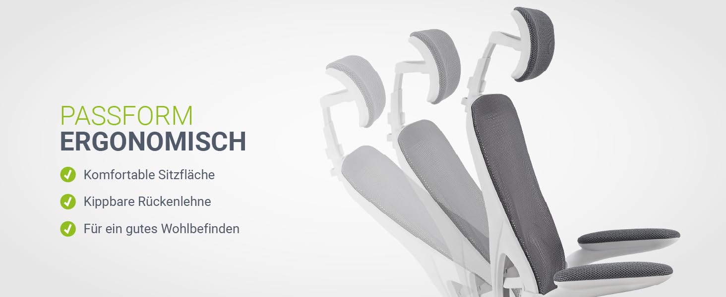 Офісний стілець Juskys Baltimore з роликами та підлокітниками - ергономічний, регульований по висоті - для кабінету, поворотний - сірий