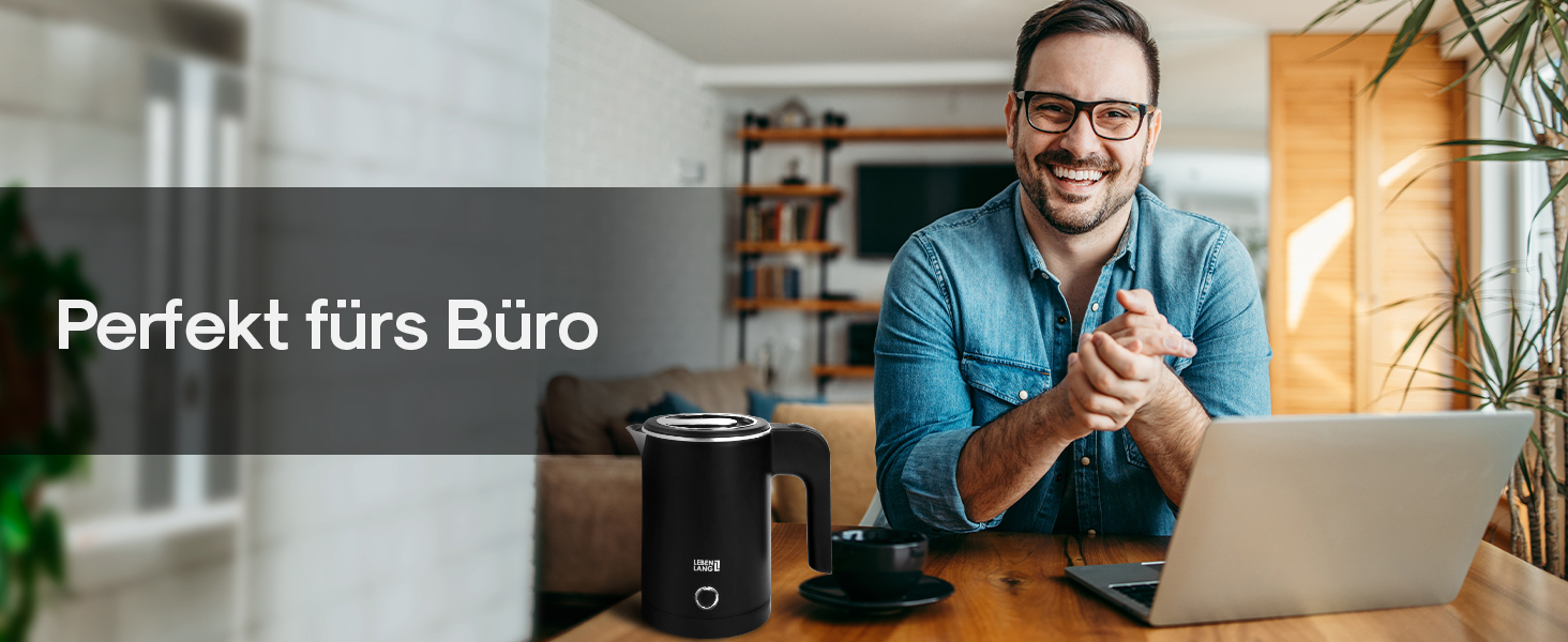 Електричний чайник для подорожей LEBENLANG з нержавіючої сталі, 500 мл, без BPA, 600W, білий, для кемпінгу та подорожей