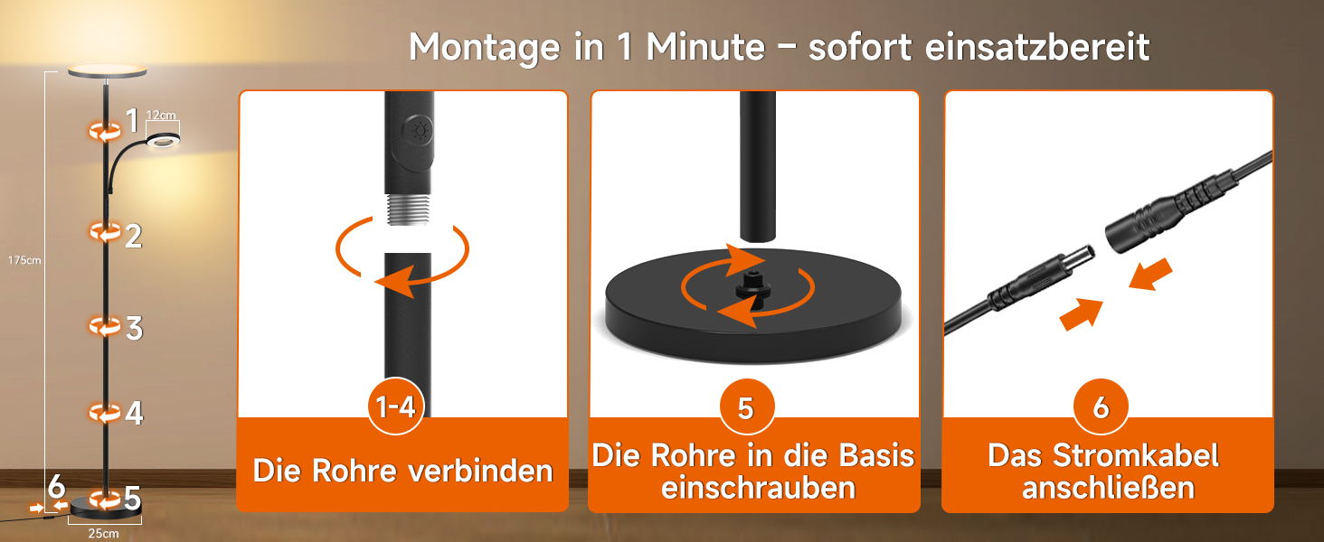 LED торшер, 42W, 16 мільйонів кольорів RGBCW, WiFi, Smart, двосторонній, для вітальні, сумісний з Alexa/Google Home, синхронізація з музикою, плавне регулювання яскравості, торшер для спальні