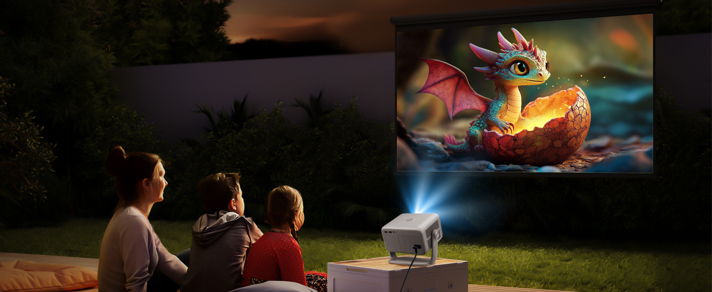 Beamer 4K з автофокусом та автотрапецеїдною корекцією: проєктор WiFi6 Bluetooth5.2, 360° обертання, FHD 1080P, для домашнього кінотеатру, з голосовим керуванням, для підключення телефону, підтримка Screen Mirroring