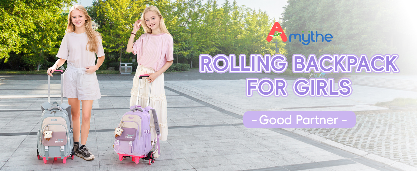 Шкільний рюкзак-роликовий для дівчаток-підлітків, 36л, зелений. Рюкзак для школи з колесами, знімний ролик, для початкової та середньої школи, дорожній рюкзак, 6 коліс