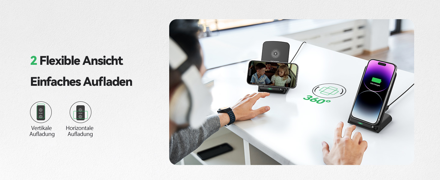 Бездротовий зарядний пристрій TECKNET, складаний, швидка зарядка для iPhone 17/16/15/14/13/12/11/Pro Max, Apple Watch Ultra/11-3/SE, AirPods Pro 3-2/4-2, чорний