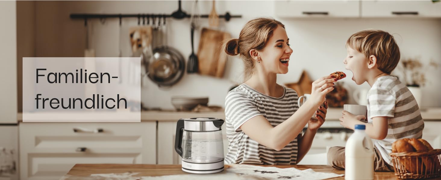 Скляний чайник LEBENLANG 1,2 л з LED-підсвічуванням - нержавіюча сталь, BPA-Free | Чайник для подорожей, кемпінгу