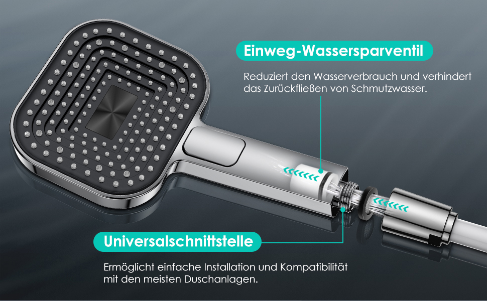 Економний душовий насадок з діаметром 135 мм, ручна лійка з антинакипною функцією, силікон харчового класу, економія води 43%, AirMix, 3 режими, хром (без шланга)