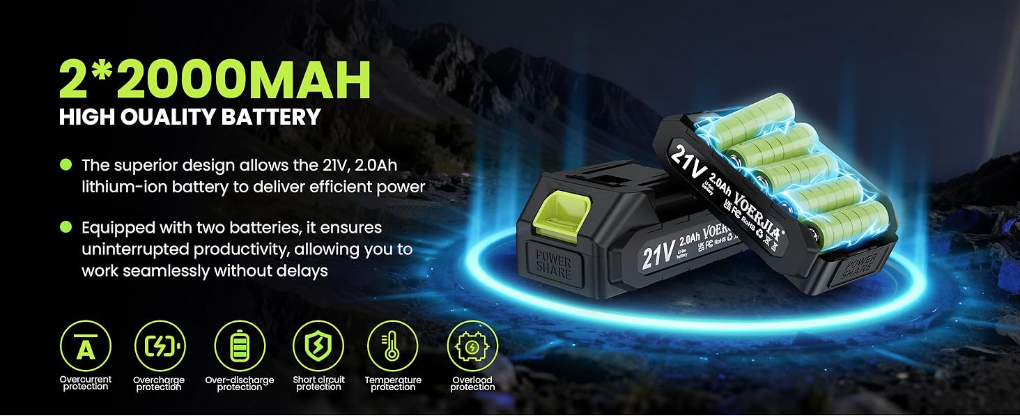 Акумуляторний дриль-шуруповерт 21V з набором аксесуарів (29 шт), безщітковий двигун, 2 акумулятори 2000 mAh, LED-ліхтар, 2 швидкості