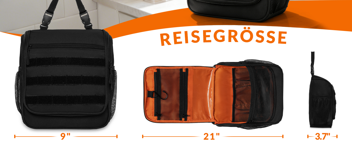 Чоловіча та жіноча дорожня косметичка Kulturbeutel Reise, водонепроникна, з гачком для підвішування, 7 відділень для кемпінгу та подорожей (зелена)