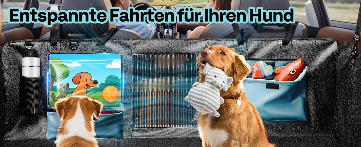 Захист для автосидіння для собак MellowMates: водовідштовхувальний, з жорсткою основою, боковими захистами та оглядовим вікном. Підходить для SUV та мінівенів.