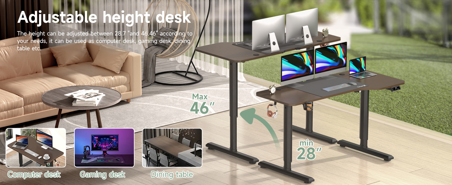 Електричний стіл Dripex з регулюванням висоти, 160x75x(71-117) см, для home office, горіх+чорний