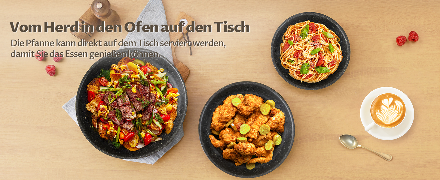 Набір сковорідок Fadware Induktion: антипригарне покриття, 20/24/28 см, знімний ручка, для всіх плит, PFOA/PFAS-free, для духовки, легке миття, для кемпінгу