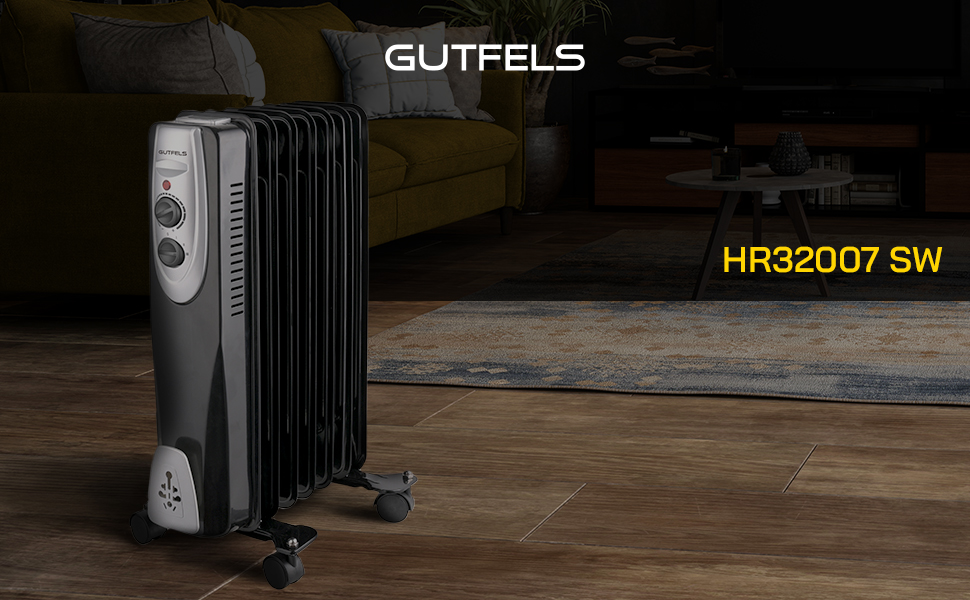 Електричний масляний радіатор Gutfels HR 32007 sw | 3 режими нагріву | 7 ребер | 1500 Вт | Чорний колір
