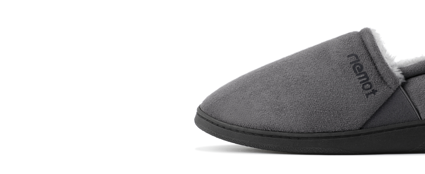 Чоловічі мокасини-домашні тапочки Riehmot з м'якою підошвою з гуми, з підкладкою Sherpa, теплі, з м'якою піною Memory Foam, сірі, розмір EU 42-47