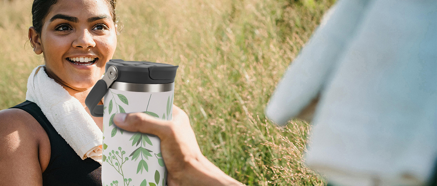 Термокружка Riley Joy 2.0 з нержавіючої сталі 1л з трубочкою та ручкою - для кави з собою, блакитна