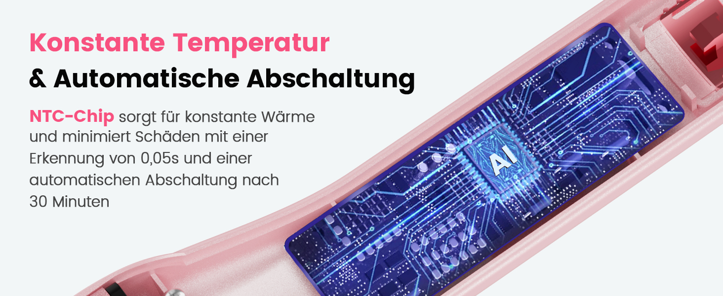 Dekuri 42mm Ceramic Hair Straightener & Curling Iron - Pink - Adjustable Temperature 120°C-230°C