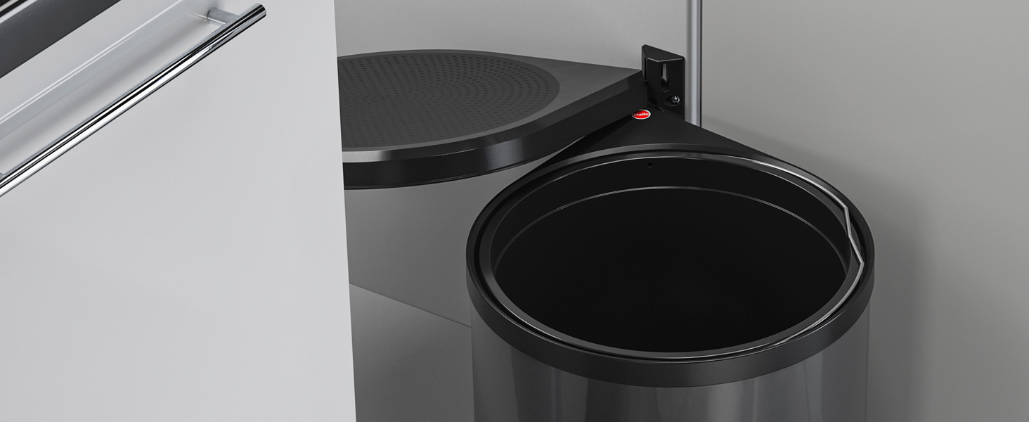 Hailo Solo Automatic Waste Bin - 20 Liter, Anthracit - Cabinet Mount, Drawer Pull-Out Waste Container