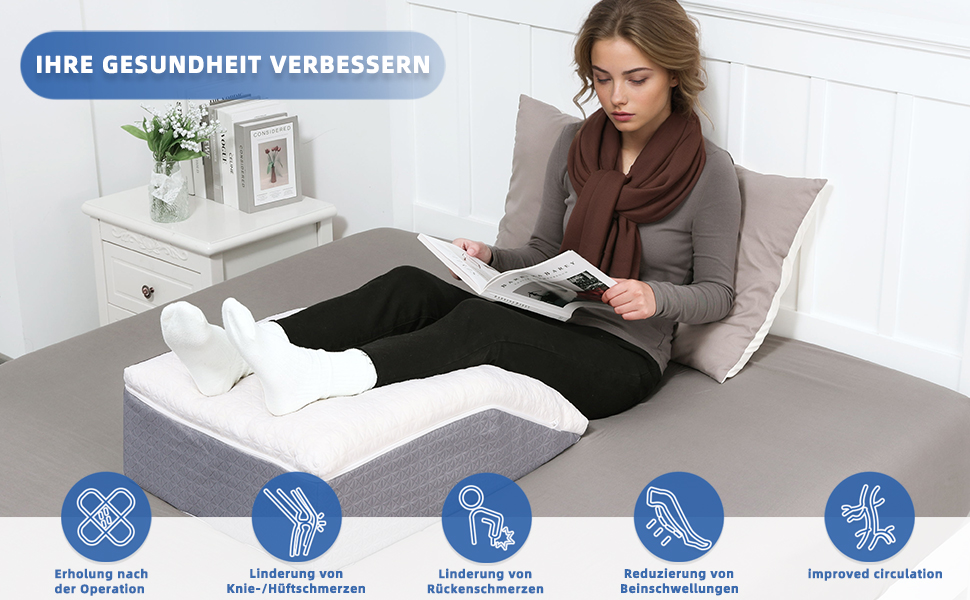 Підголовник для ліжка та дивана HAVARGO з Memory Foam: ергономічний підголовник для підтримки спини, рефлюксу та апное уві сні. Розмір: 55x55x25 см