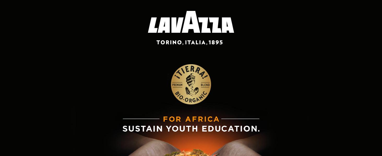 Кава в зернах Lavazza Tierra Africa, 100% біо-арабіка, легкого обсмаження для еспресо-машин, м'який фруктовий смак, 1 кг