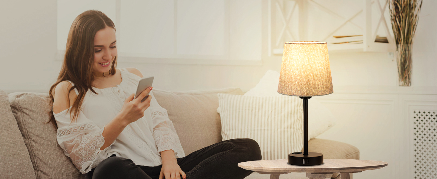 Настільна лампа Kakanuo з торшером, 2 шт., з USB-портами A+C, диммер, LED, для спальні, вітальні, дитячої кімнати, офісу (сірий/чорний)